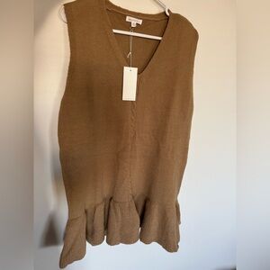 Brown Sleeveless Tunic Top